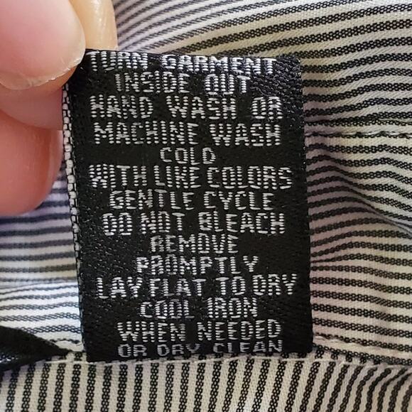 Zac & Rachel Striped 3/4 Sleeve Gray Button Down Shirt Size M - Picture 5 of 5